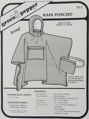 Green Pepper Rain Poncho Adult
